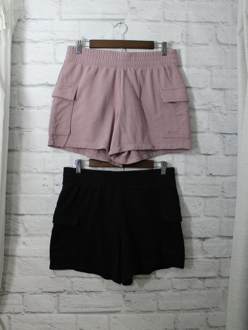 DKNY Medium Pink Black Cotton Blend Shorts Bundle Summer Casual Comfort Travel